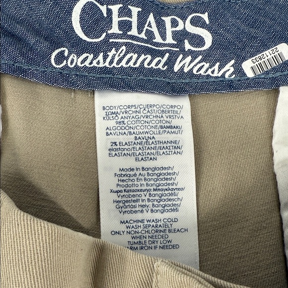 Chaps Shorts Mens 36 x 9 in Classic Tan Shorts Flat Front Coastland Wash Stretch - Picture 3 of 6